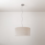 Lampada a sospensione con paralume in tessuto Cilindro Medium Lino crudo - Made in Italy