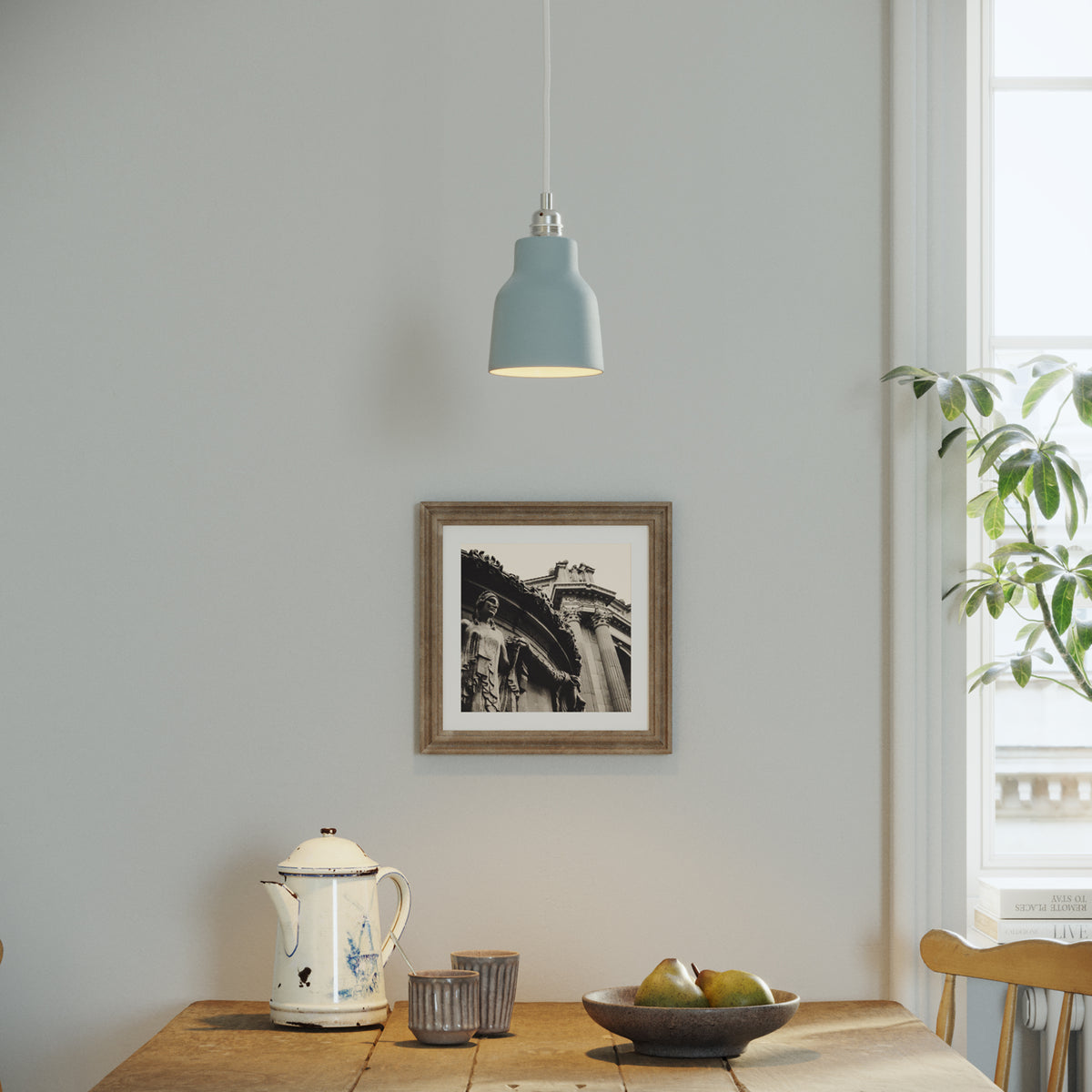 Paralume Vaso in ceramica per lampadario - Azzurro / Bianco