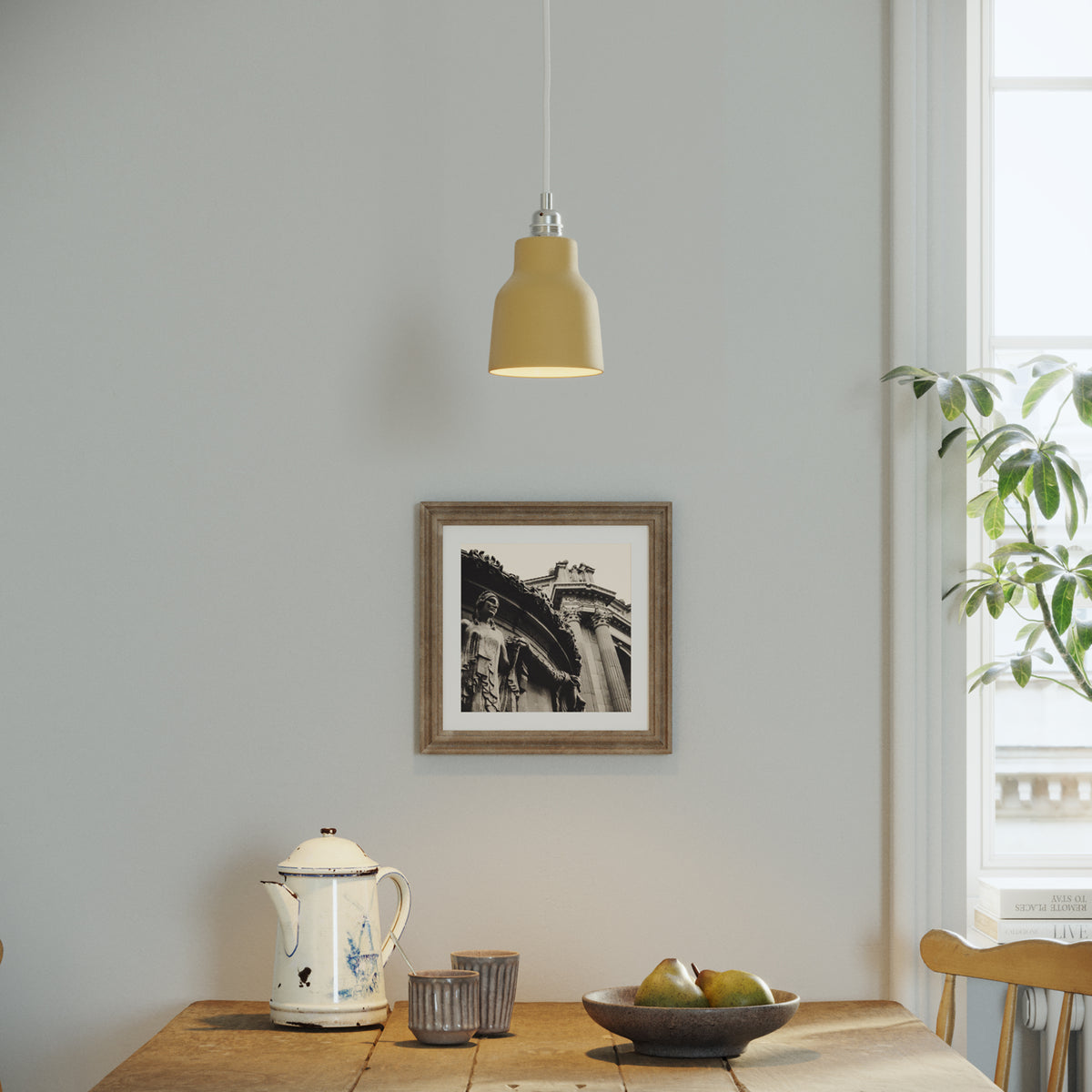 Paralume Vaso in ceramica per lampadario - Giallo / Bianco