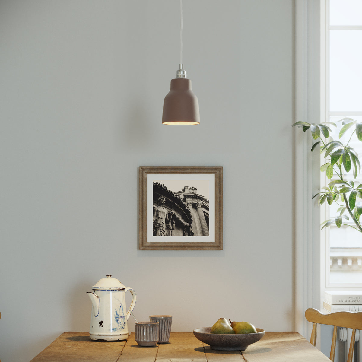 Paralume Vaso in ceramica per lampadario - Marrone / Bianco