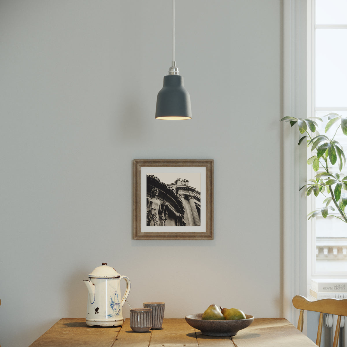 Paralume Vaso in ceramica per lampadario - Petrolio / Bianco