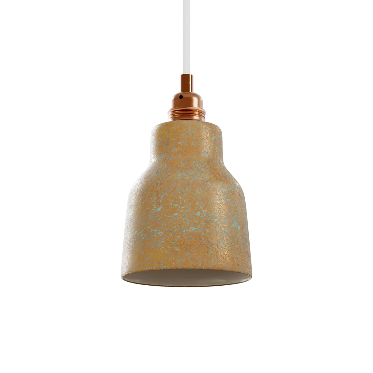Paralume Vaso in ceramica per lampadario - Effetto verde rame / Bianco