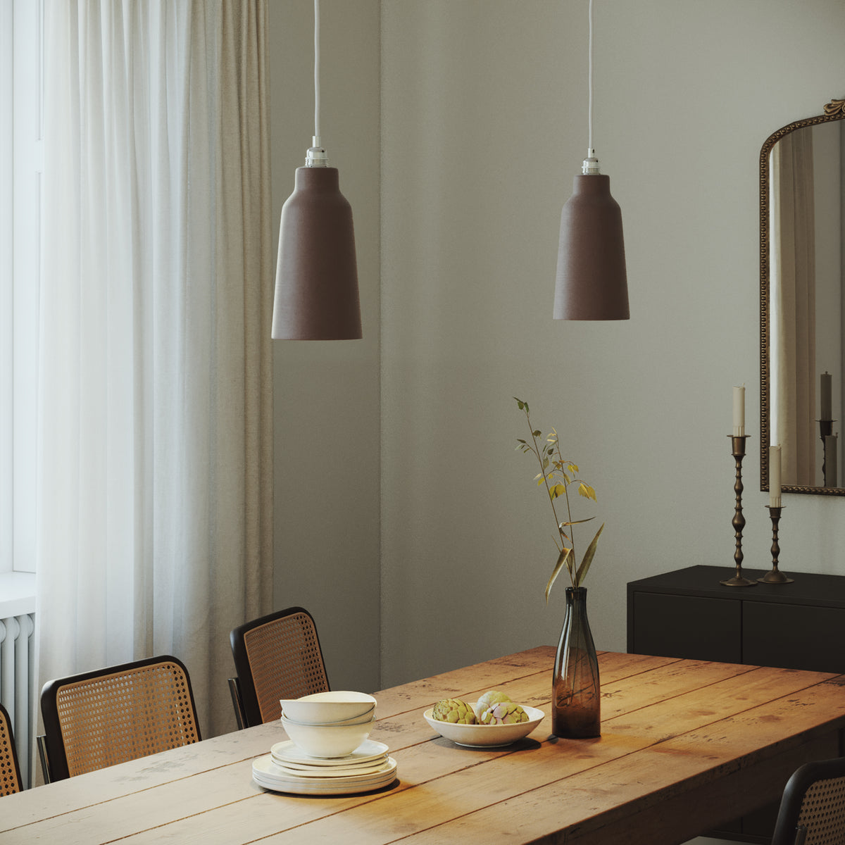 Paralume Bottiglia in ceramica per lampadario - Marrone / Bianco