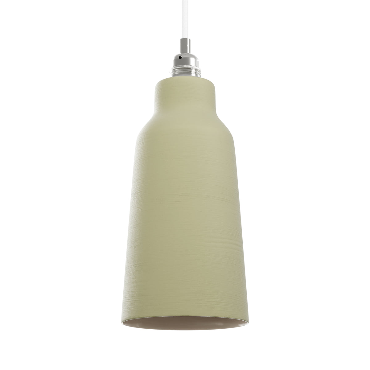 Paralume Bottiglia in ceramica per lampadario - Verde salvia / Bianco