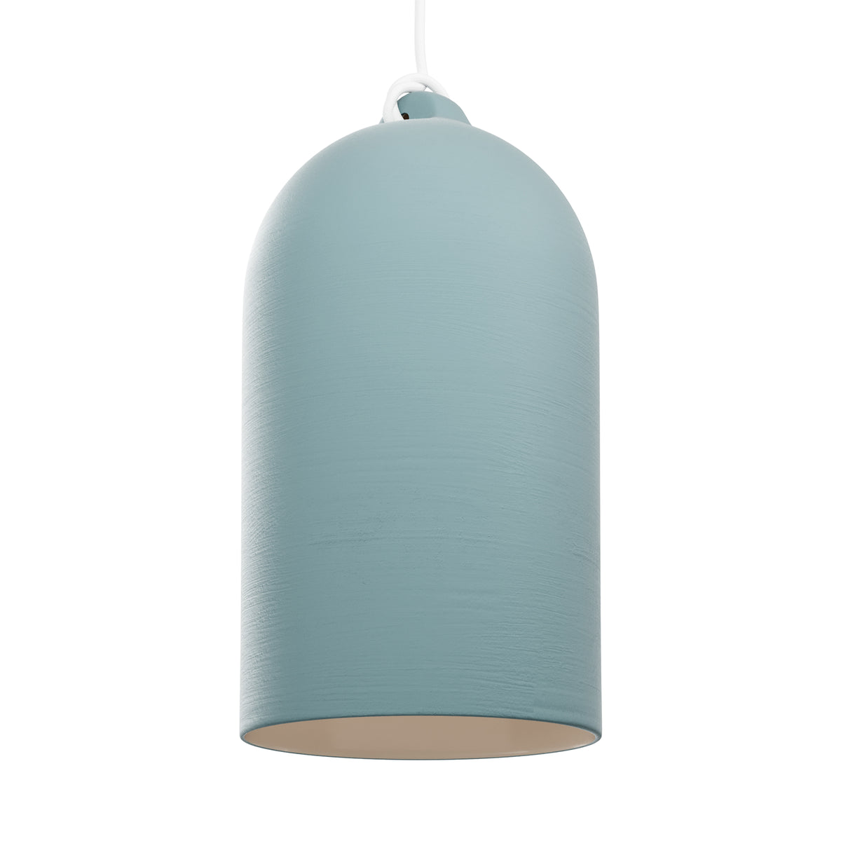 Paralume Campana XL in ceramica per lampadario - Azzurro / Bianco