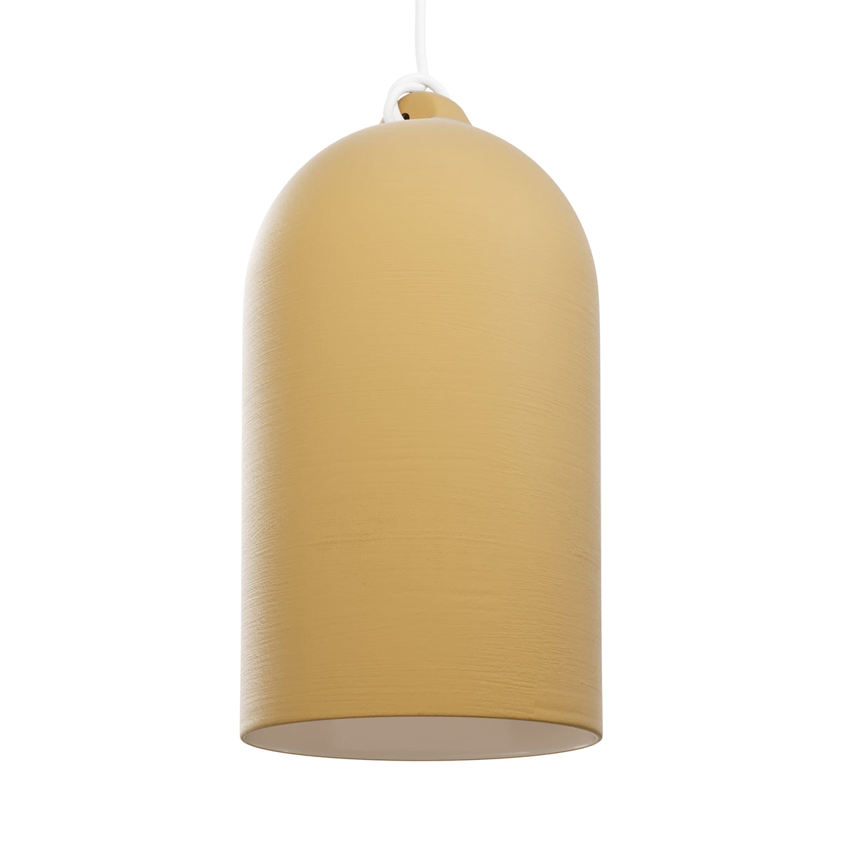 Paralume Campana XL in ceramica per lampadario - Giallo / Bianco