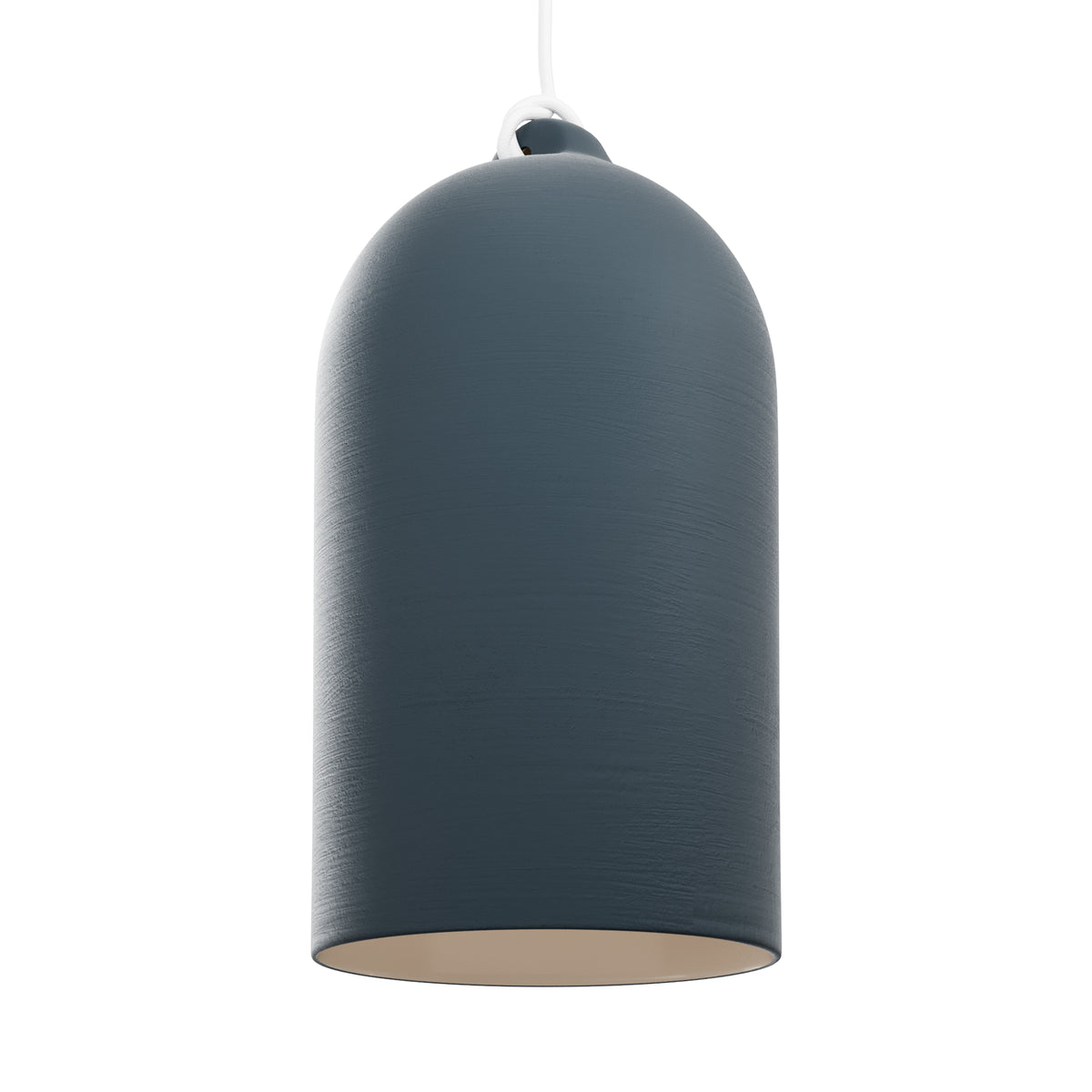 Paralume Campana XL in ceramica per lampadario - Petrolio / Bianco