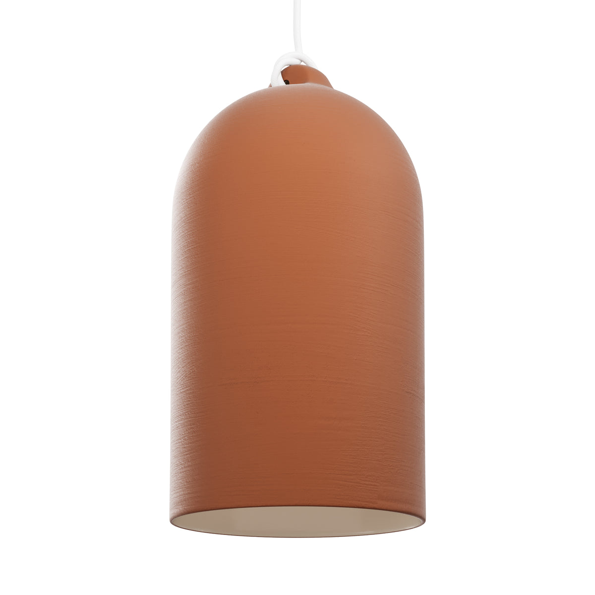 Paralume Campana XL in ceramica per lampadario - Terracotta / Bianco