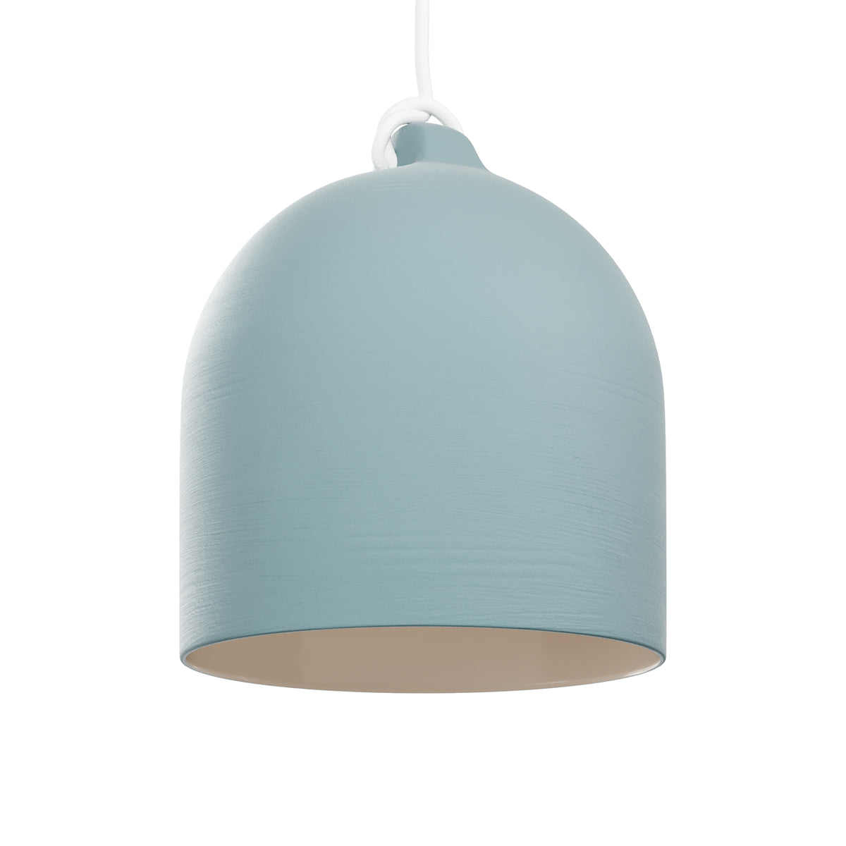 Paralume Campana M in ceramica per lampadario - Azzurro / Bianco