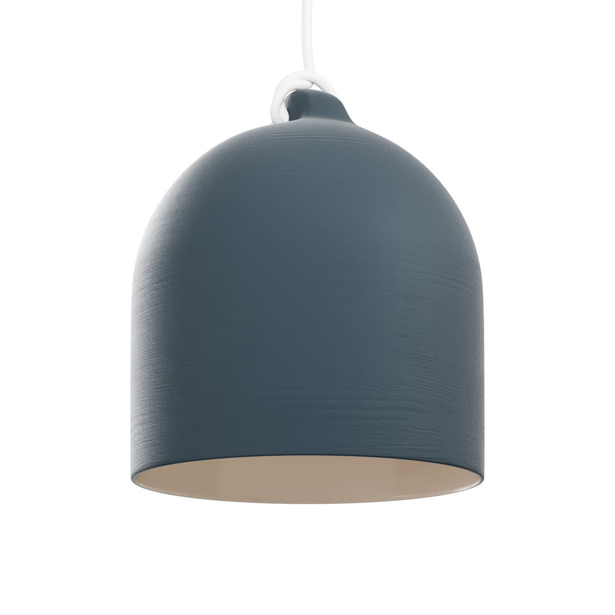Paralume Campana M in ceramica per lampadario - Petrolio / Bianco