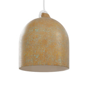 Paralume Campana M in ceramica per lampadario - Effetto verde rame / Bianco