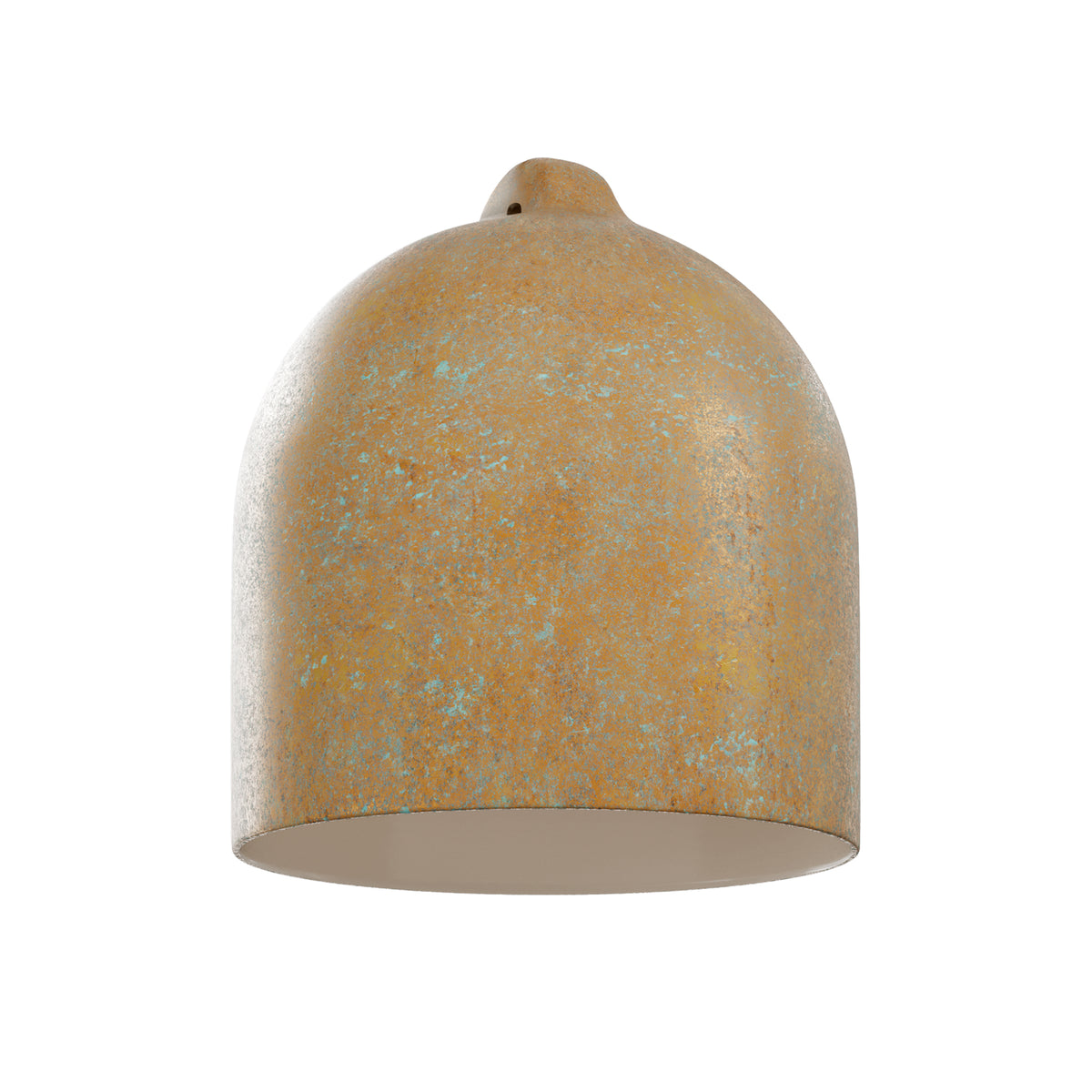 Paralume Campana M in ceramica per lampadario - Effetto verde rame / Bianco