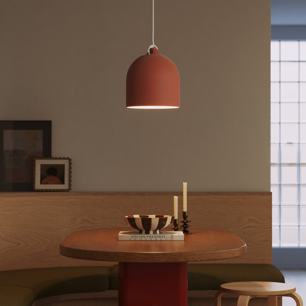 Paralume Campana M in ceramica per lampadario - Corallo / Bianco