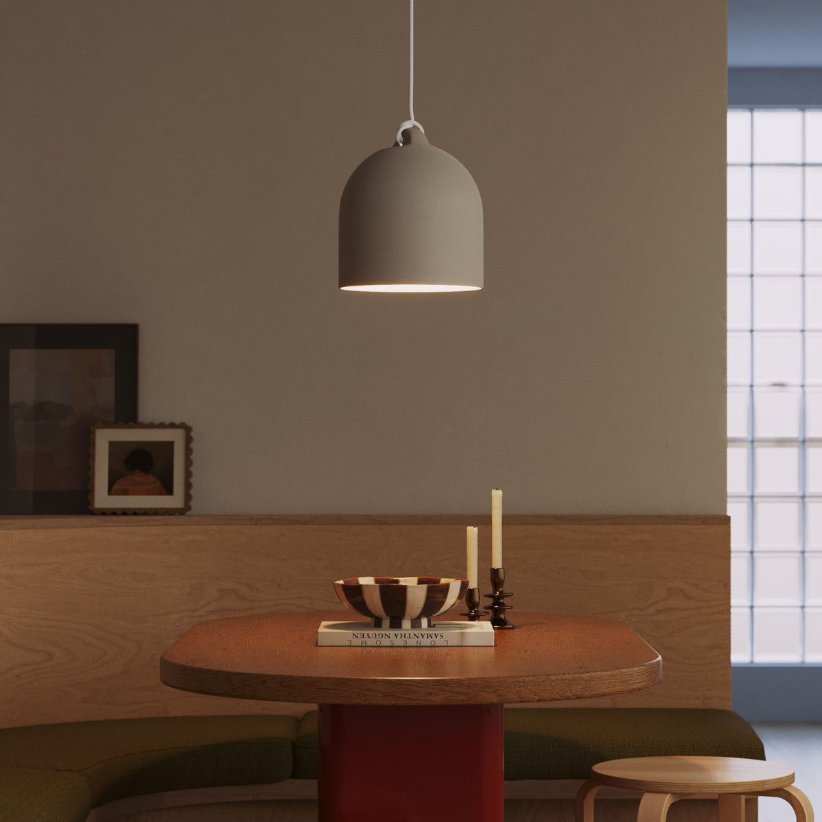 Paralume Campana M in ceramica per lampadario - Tortora / Bianco