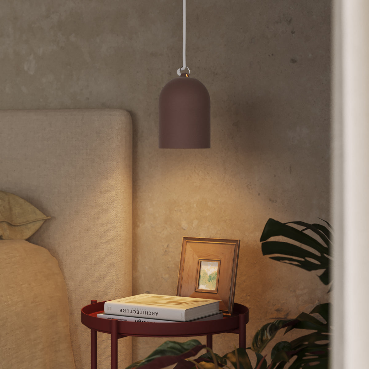 Paralume Campana XS in ceramica per lampadario - Marrone / Bianco