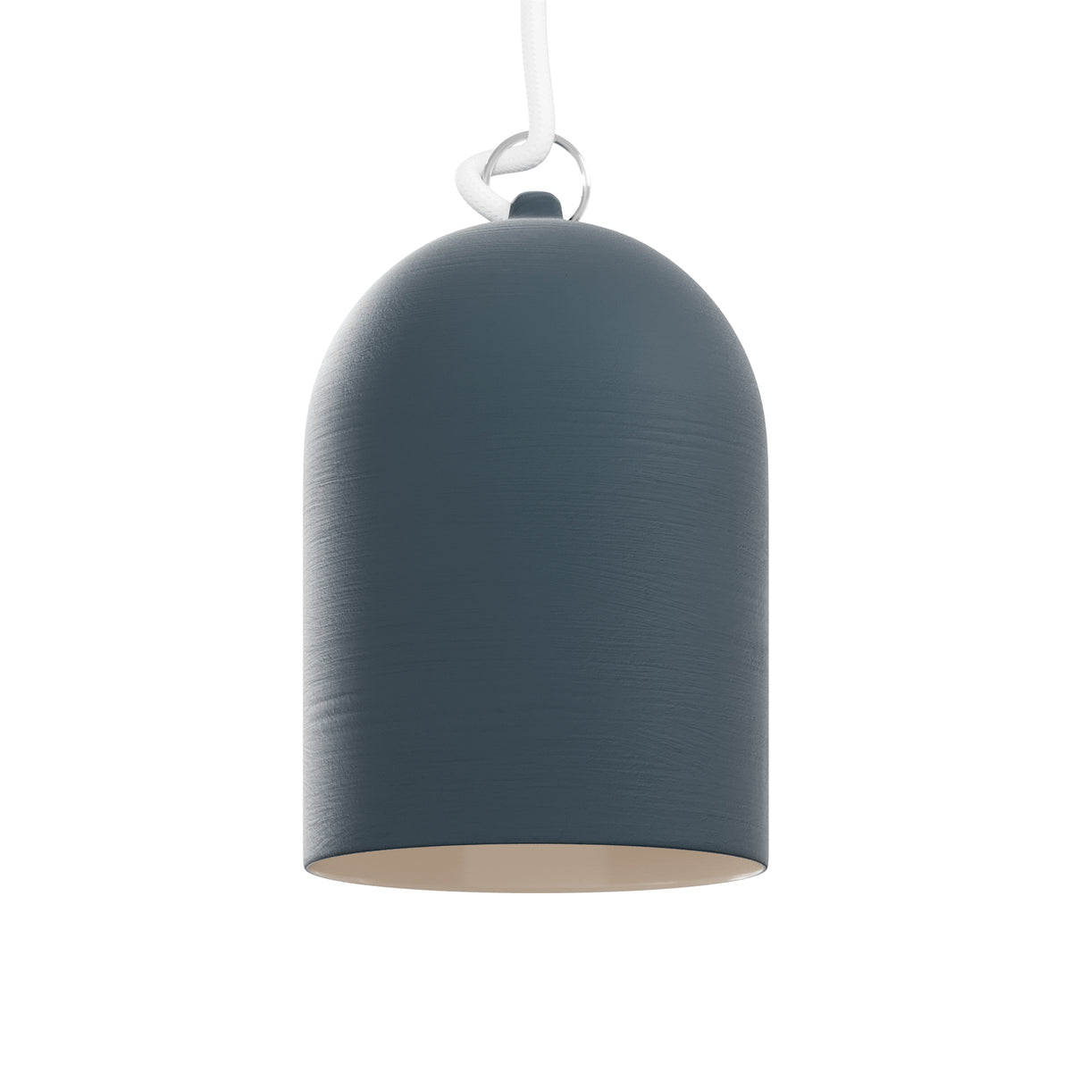 Paralume Campana XS in ceramica per lampadario - Petrolio / Bianco