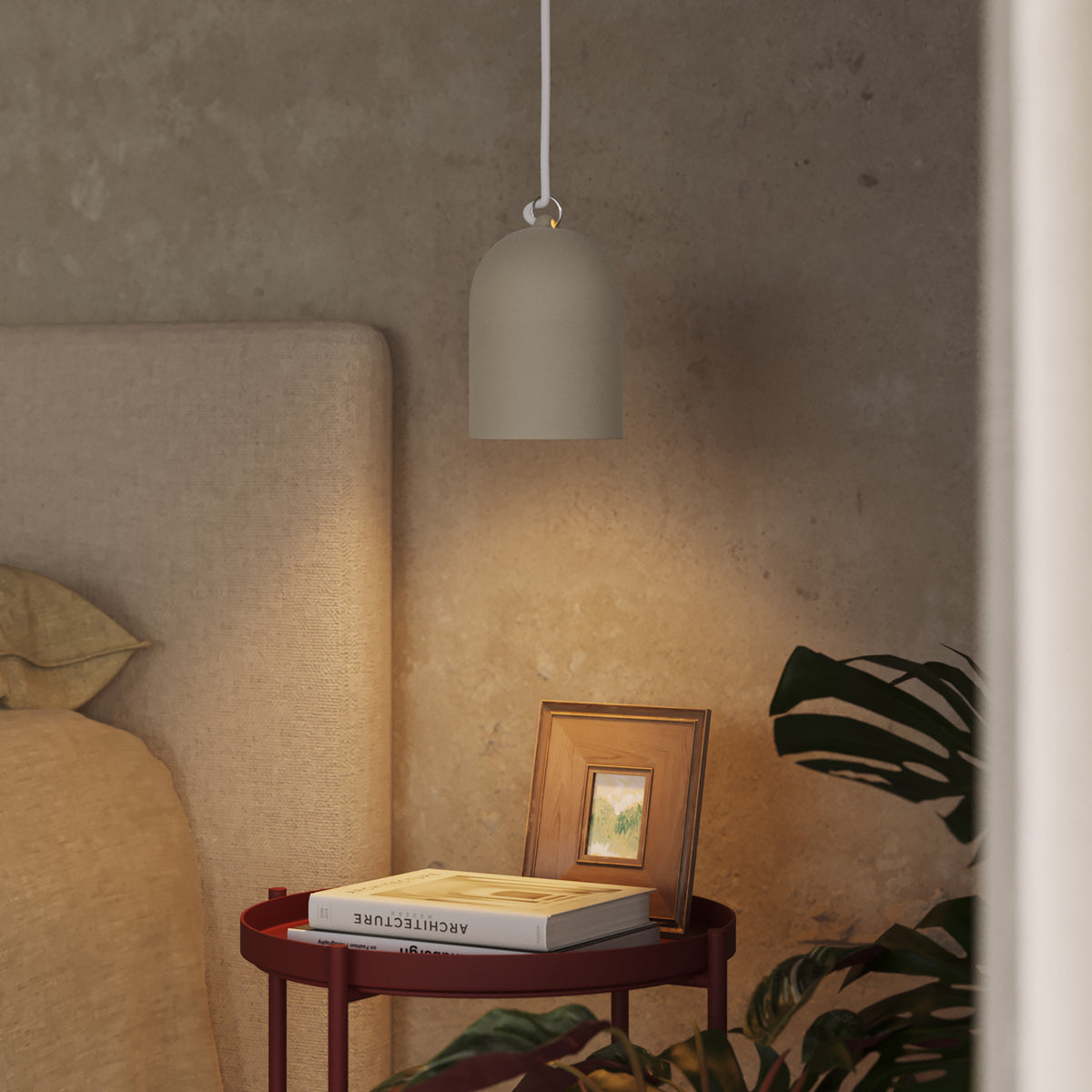 Paralume Campana XS in ceramica per lampadario - Tortora / Bianco