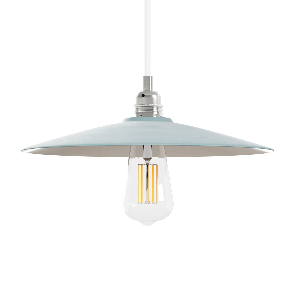 Paralume Piatto in ceramica per lampadario - Azzurro / Bianco