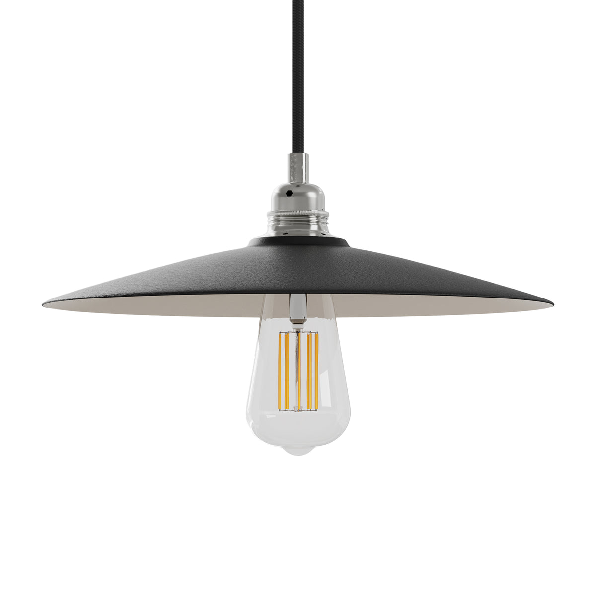 Paralume Piatto in ceramica per lampadario - Effetto lavagna / Bianco opaco