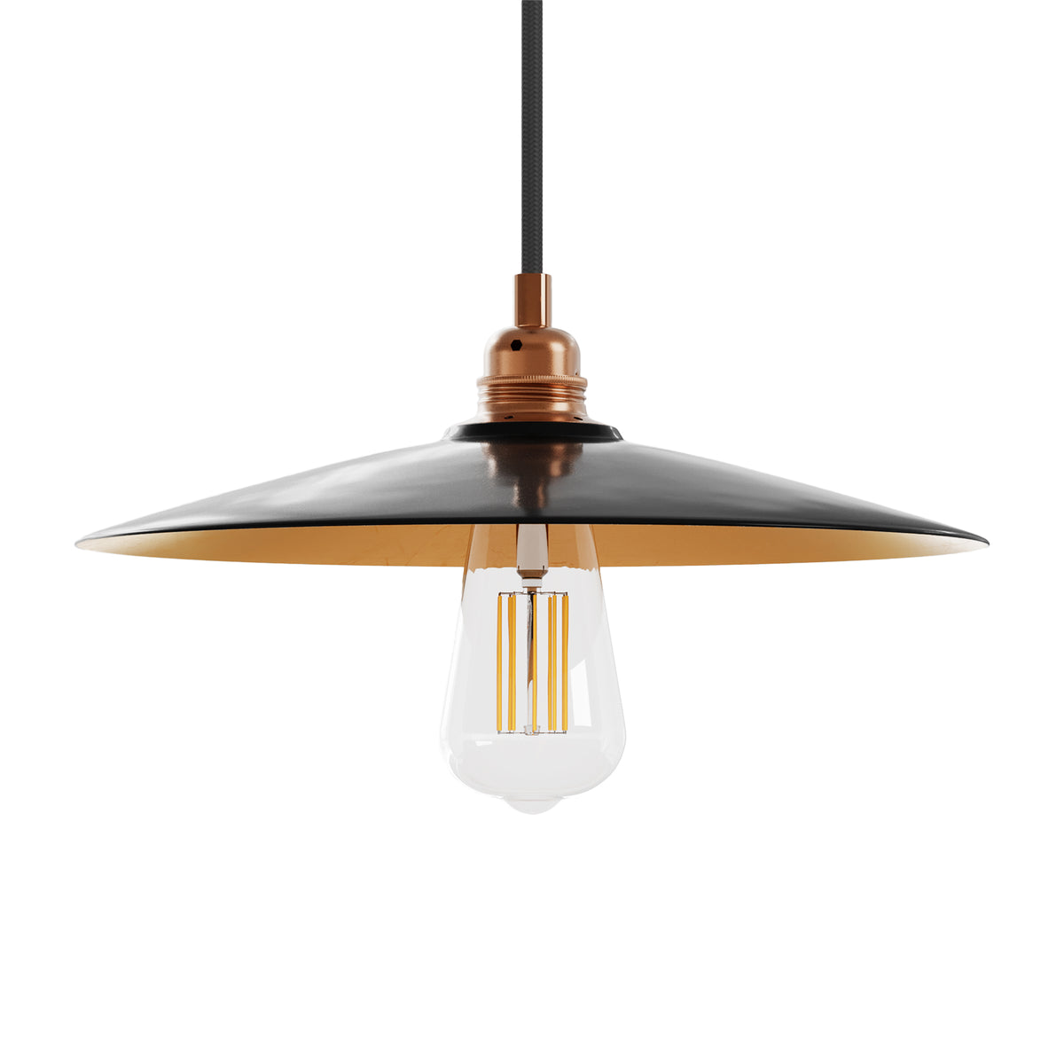 Paralume Piatto in ceramica per lampadario - Nero / Rame