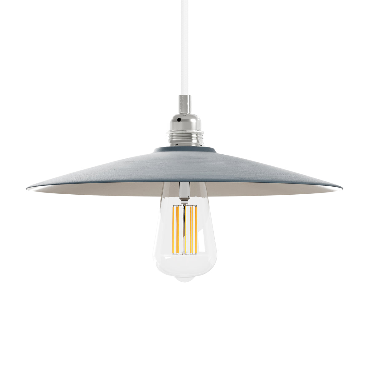 Paralume Piatto in ceramica per lampadario - Petrolio / Bianco