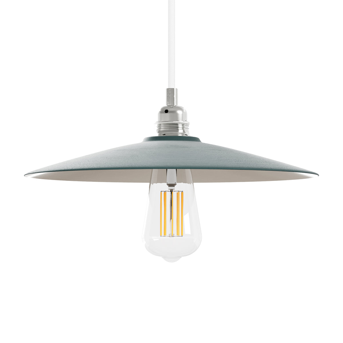 Paralume Piatto in ceramica per lampadario - Verde / Bianco