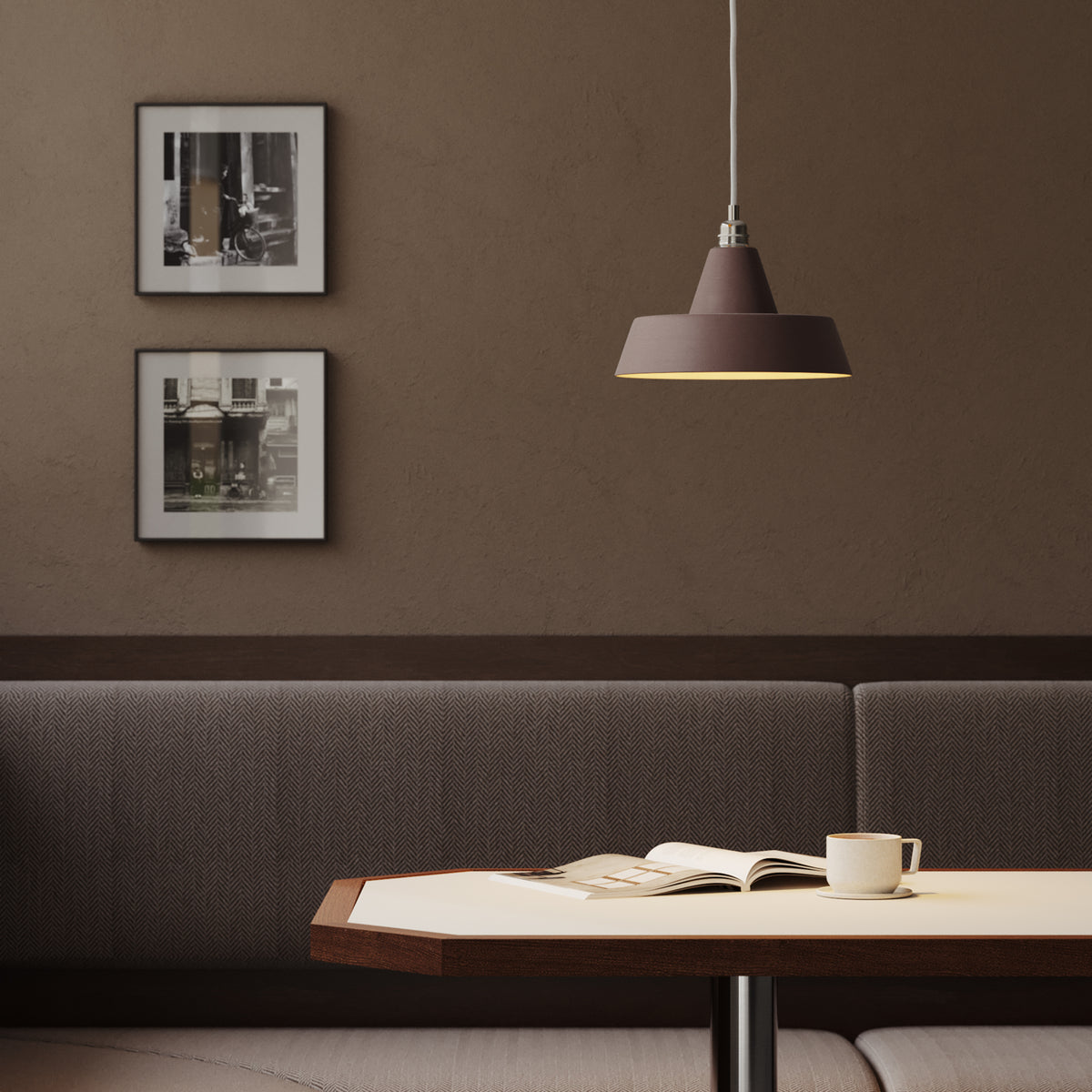 Paralume Industriale in ceramica per lampadario - Marrone / Bianco