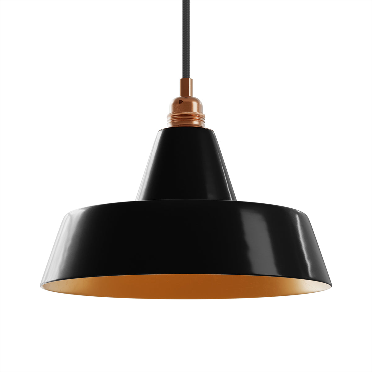 Paralume Industriale in ceramica per lampadario - Nero / Rame