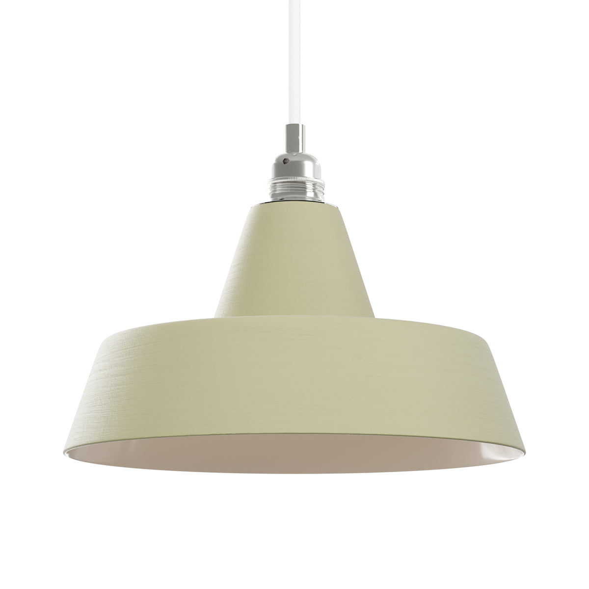 Paralume Industriale in ceramica per lampadario - Verde salvia / Bianco