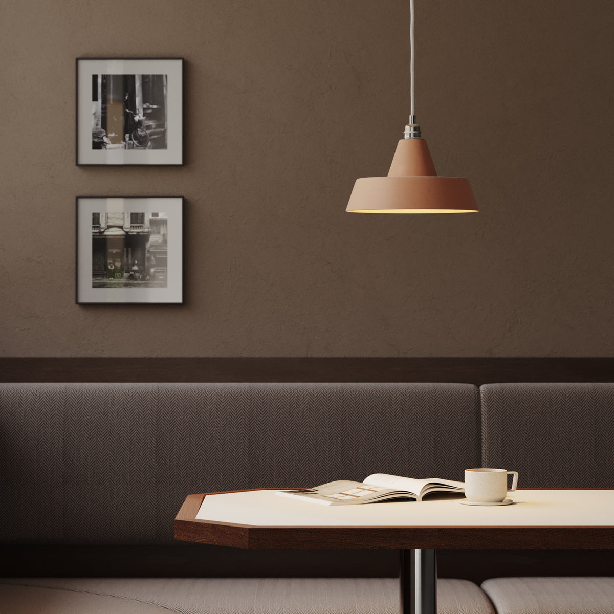 Paralume Industriale in ceramica per lampadario - Terracotta / Bianco