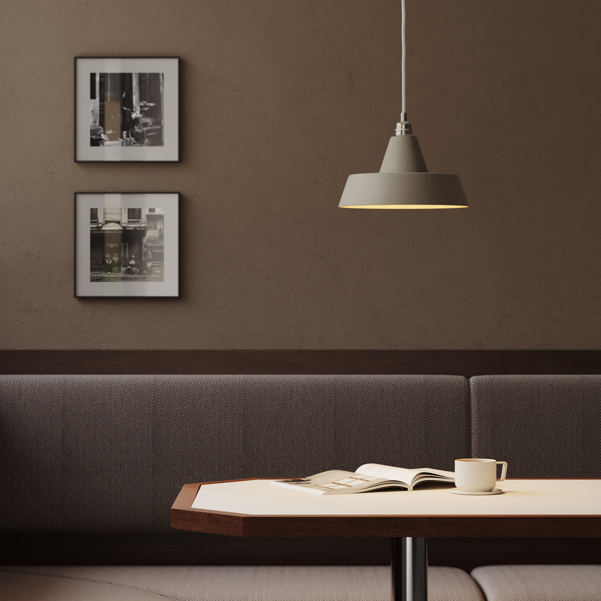 Paralume Industriale in ceramica per lampadario - Tortora / Bianco