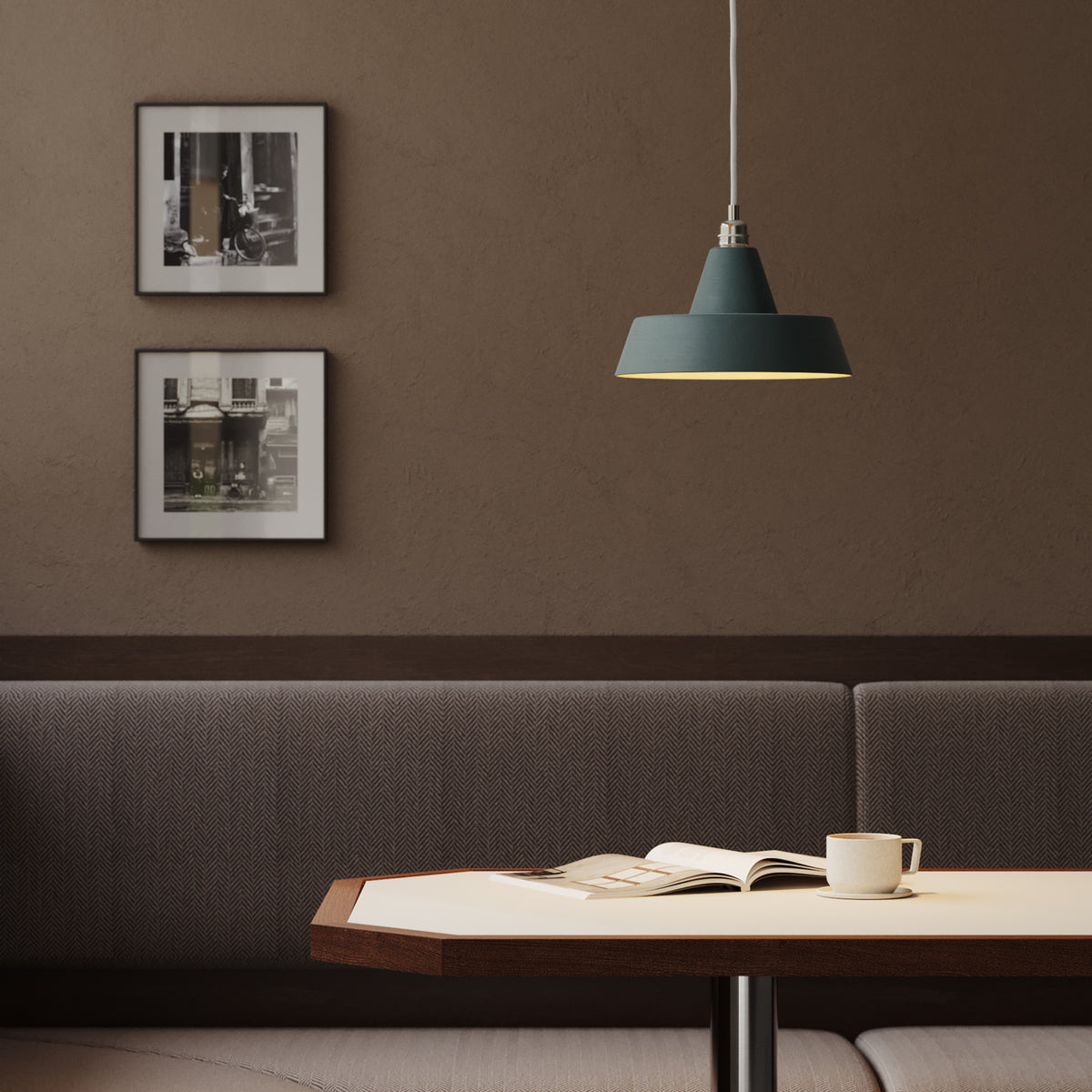 Paralume Industriale in ceramica per lampadario - Verde / Bianco