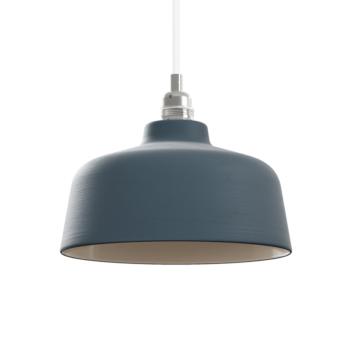 Paralume Coppa in ceramica per lampadario - Petrolio / Bianco