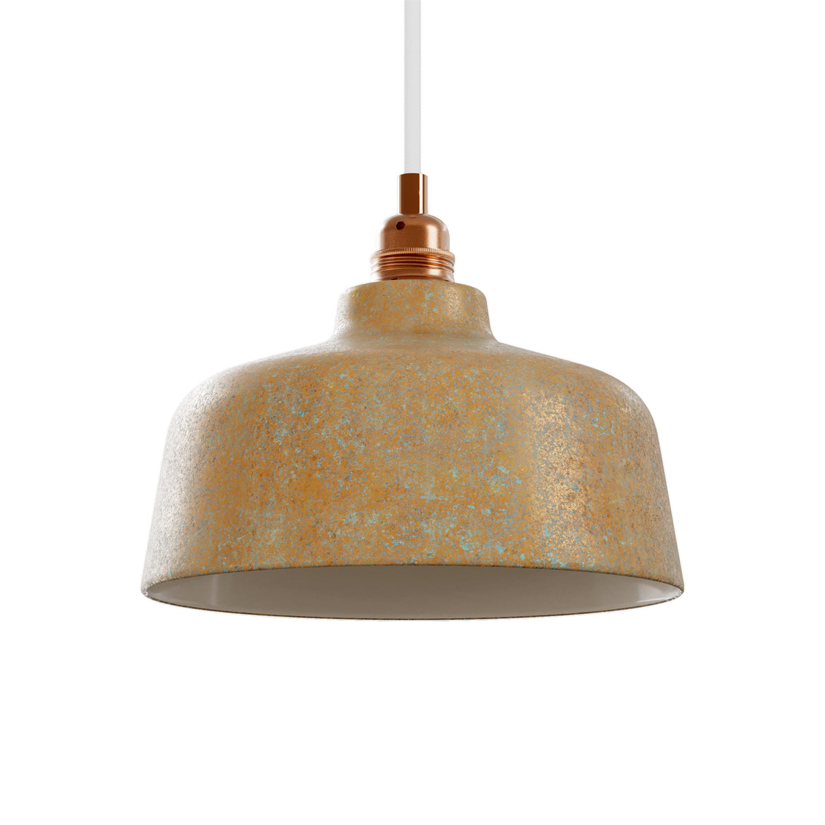 Paralume Coppa in ceramica per lampadario - Effetto verde rame / Bianco