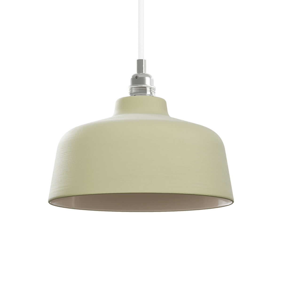 Paralume Coppa in ceramica per lampadario - Verde salvia / Bianco