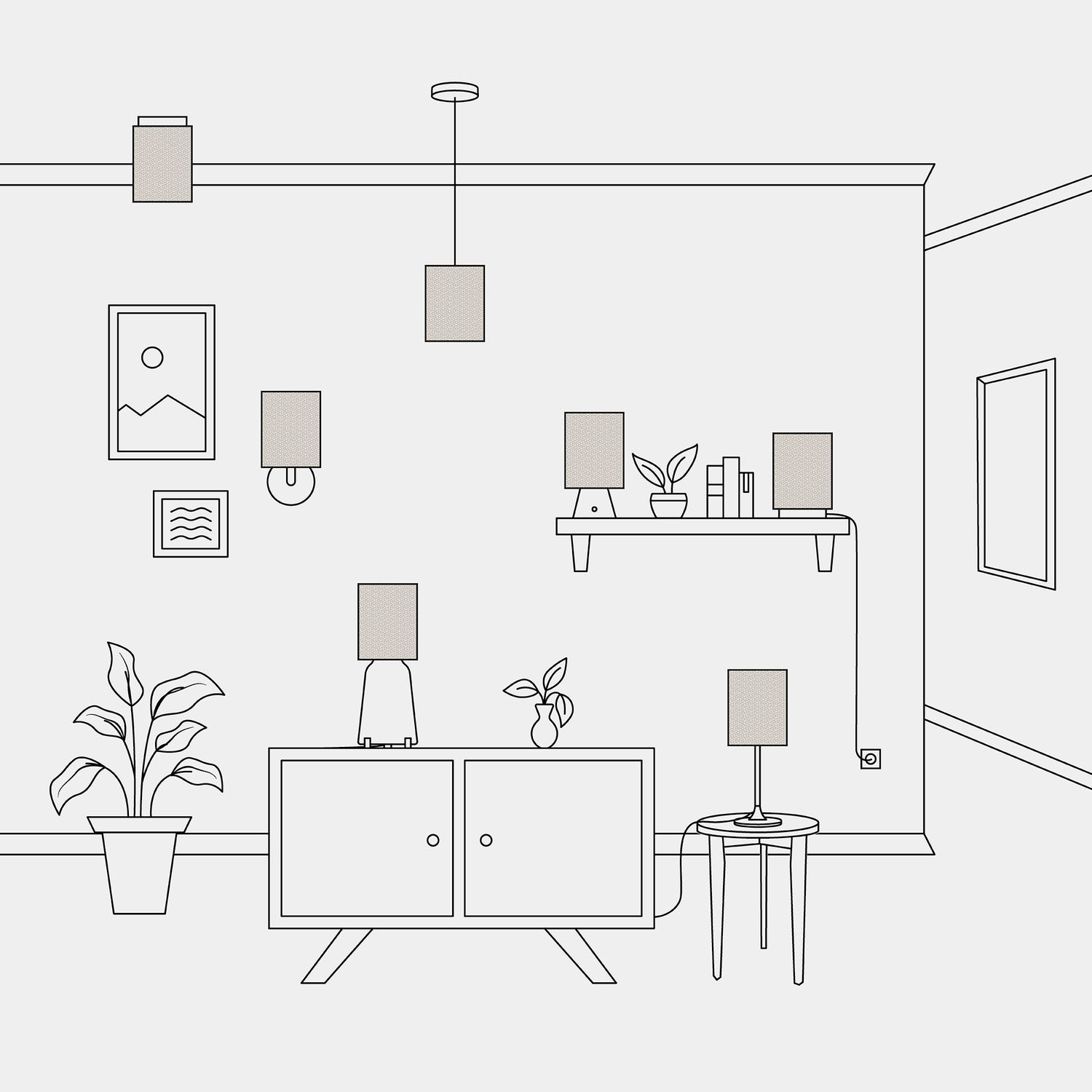 Paralume Cilindro S in tessuto con attacco E27 - Made in Italy - Lana Sabbia