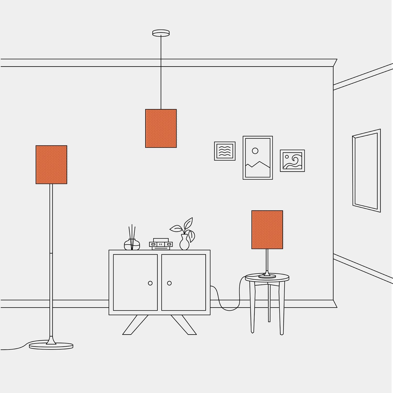 Paralume Cilindro M in tessuto con attacco E27 - Made in Italy - Cinette Aragosta