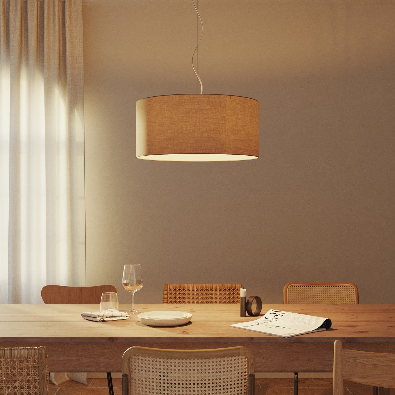 Paralume Cilindro XXL in tessuto con attacco E27 - Made in Italy - Arenal Cenere