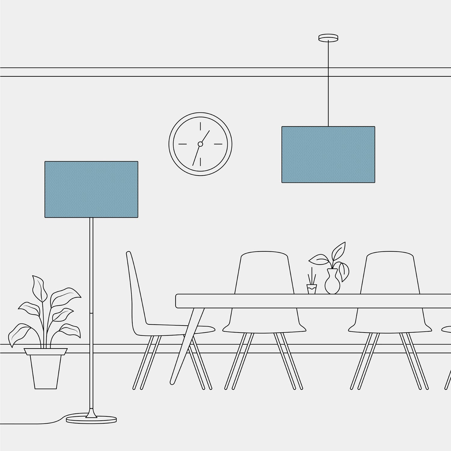 Paralume Cilindro XXL in tessuto con attacco E27 - Made in Italy - Teletta Azzurro