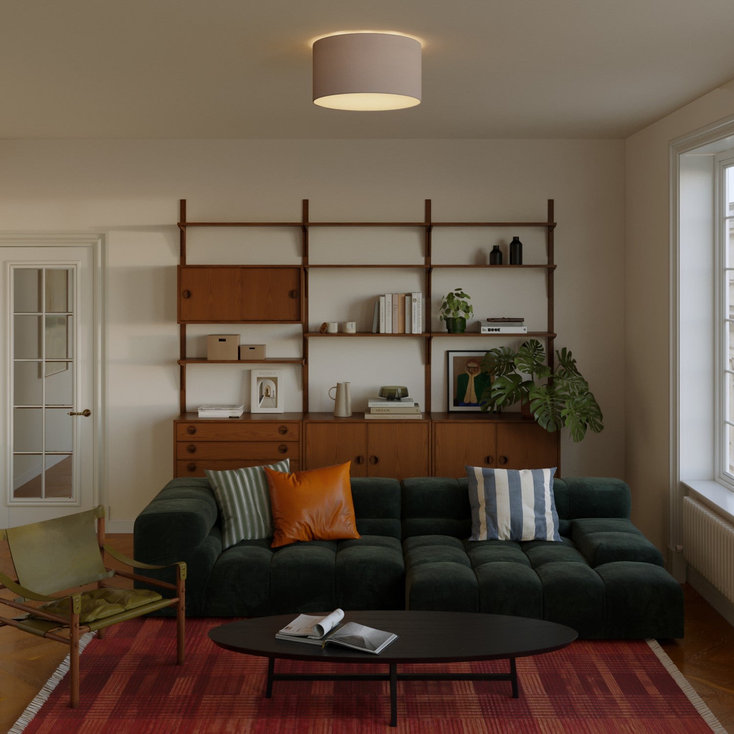 Plafoniera in tessuto Medium Arenal cenere - Made in Italy