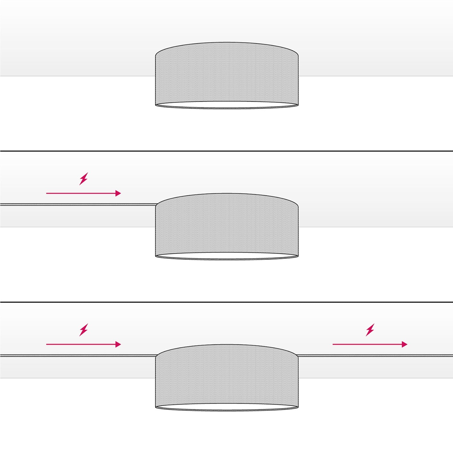Plafoniera in tessuto Medium Camelot grigio - Made in Italy