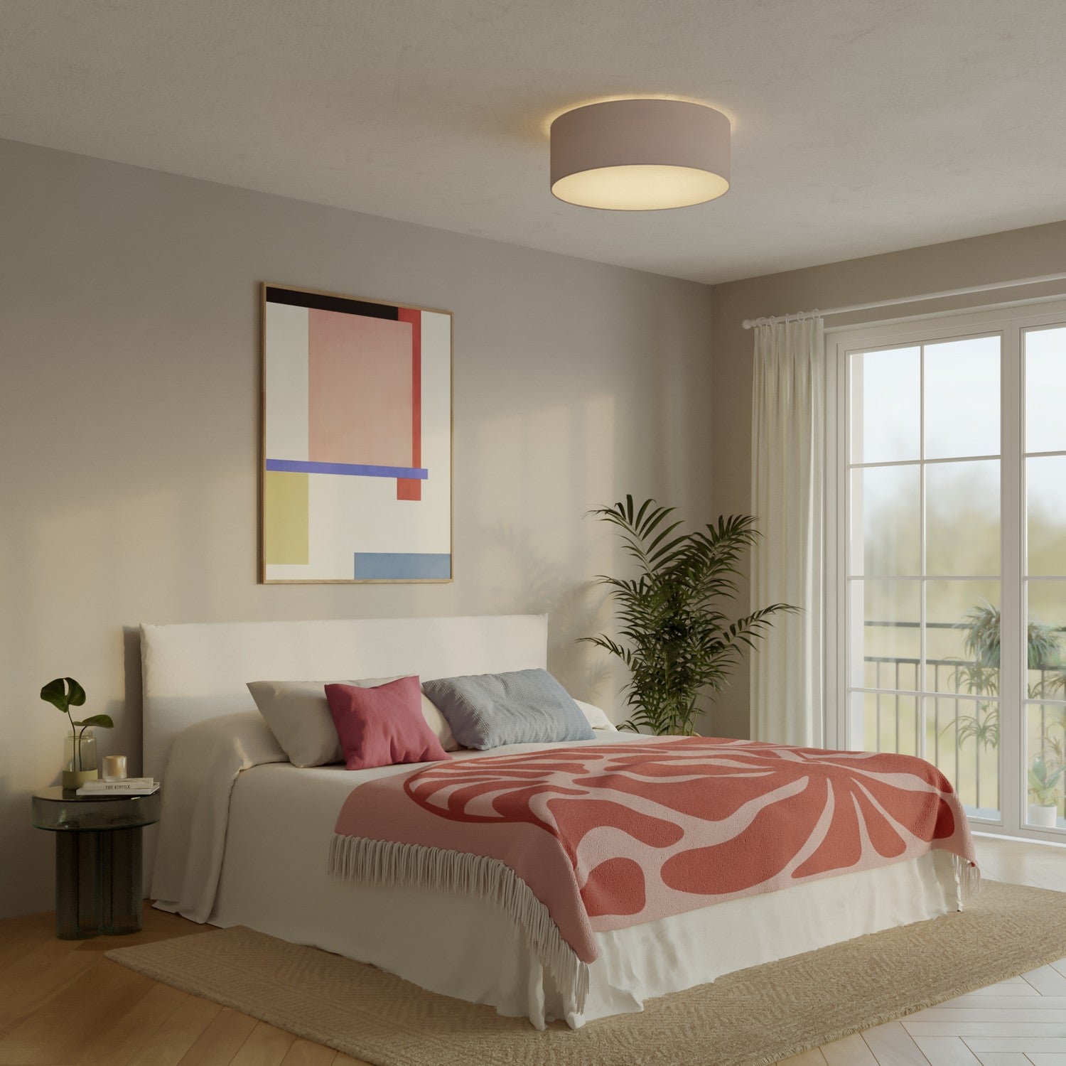 Plafoniera in tessuto Large Arenal cenere - Made in Italy