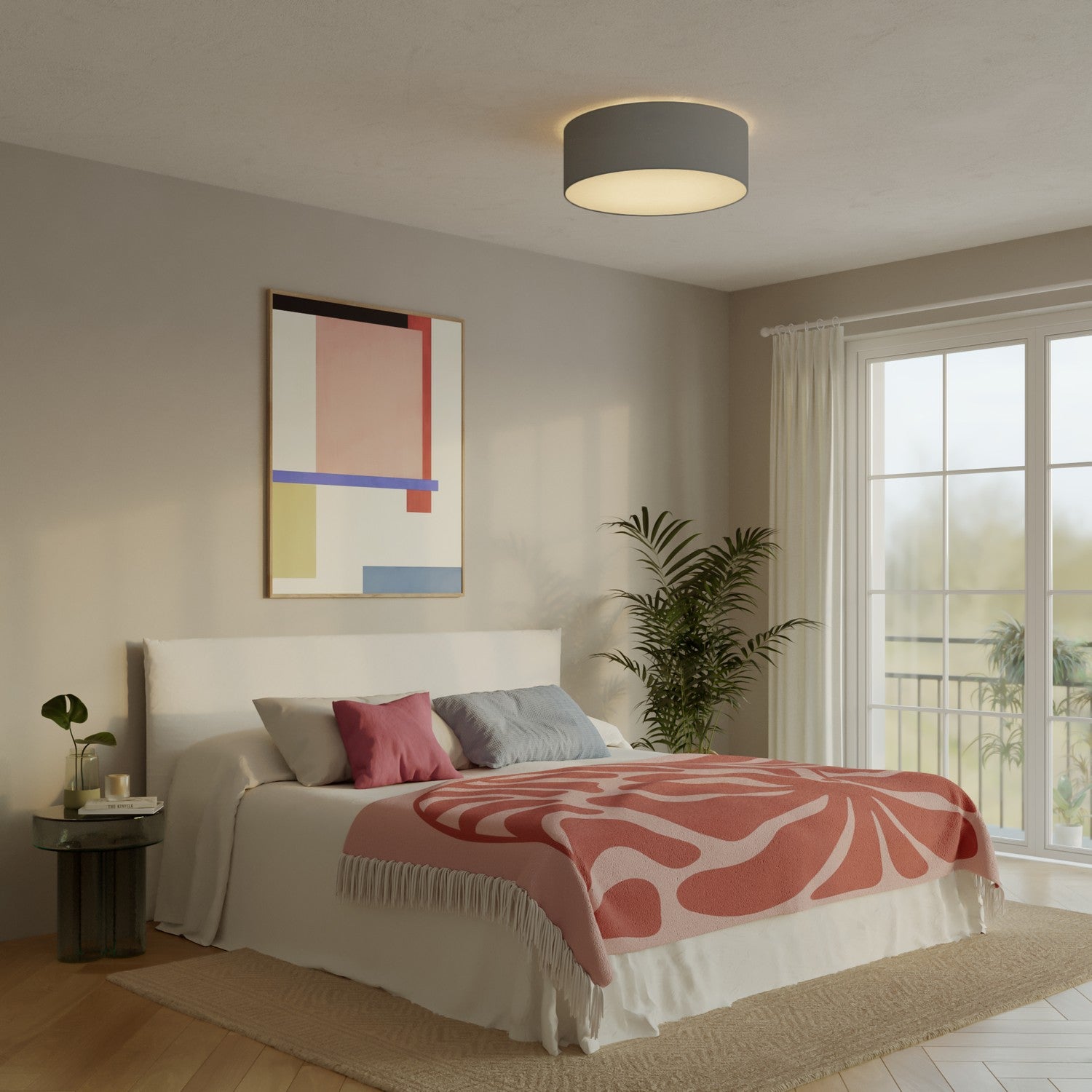 Plafoniera in tessuto Large - Made in Italy - Teletta Grigio Scuro