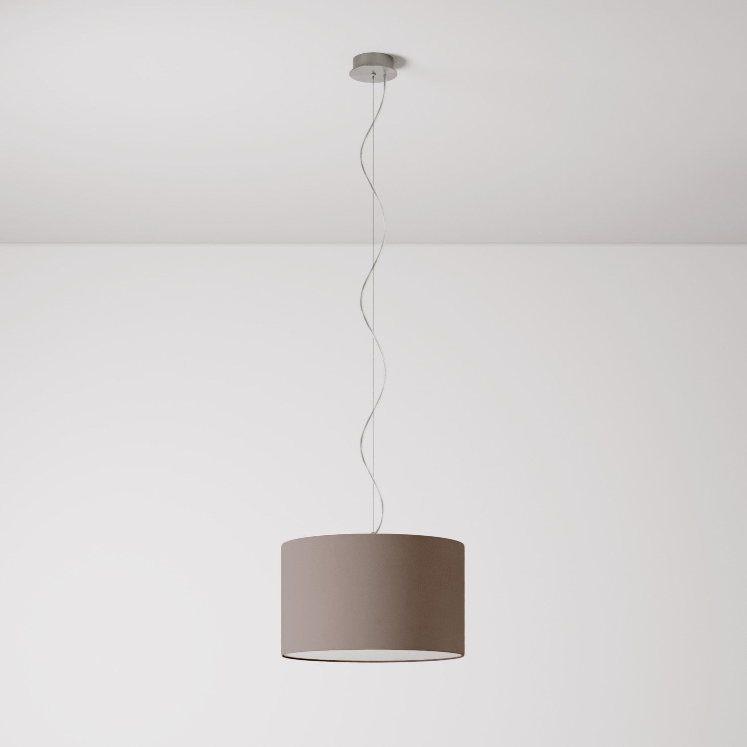 Lampada a sospensione con paralume in tessuto Cilindro Small - Made in Italy - Arenal Cenere Si