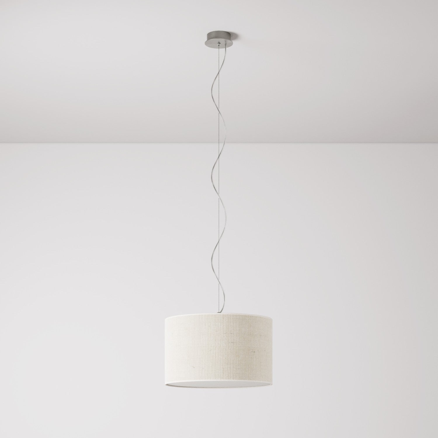 Lampada a sospensione con paralume in tessuto Cilindro Small Juta chiara - Made in Italy Si