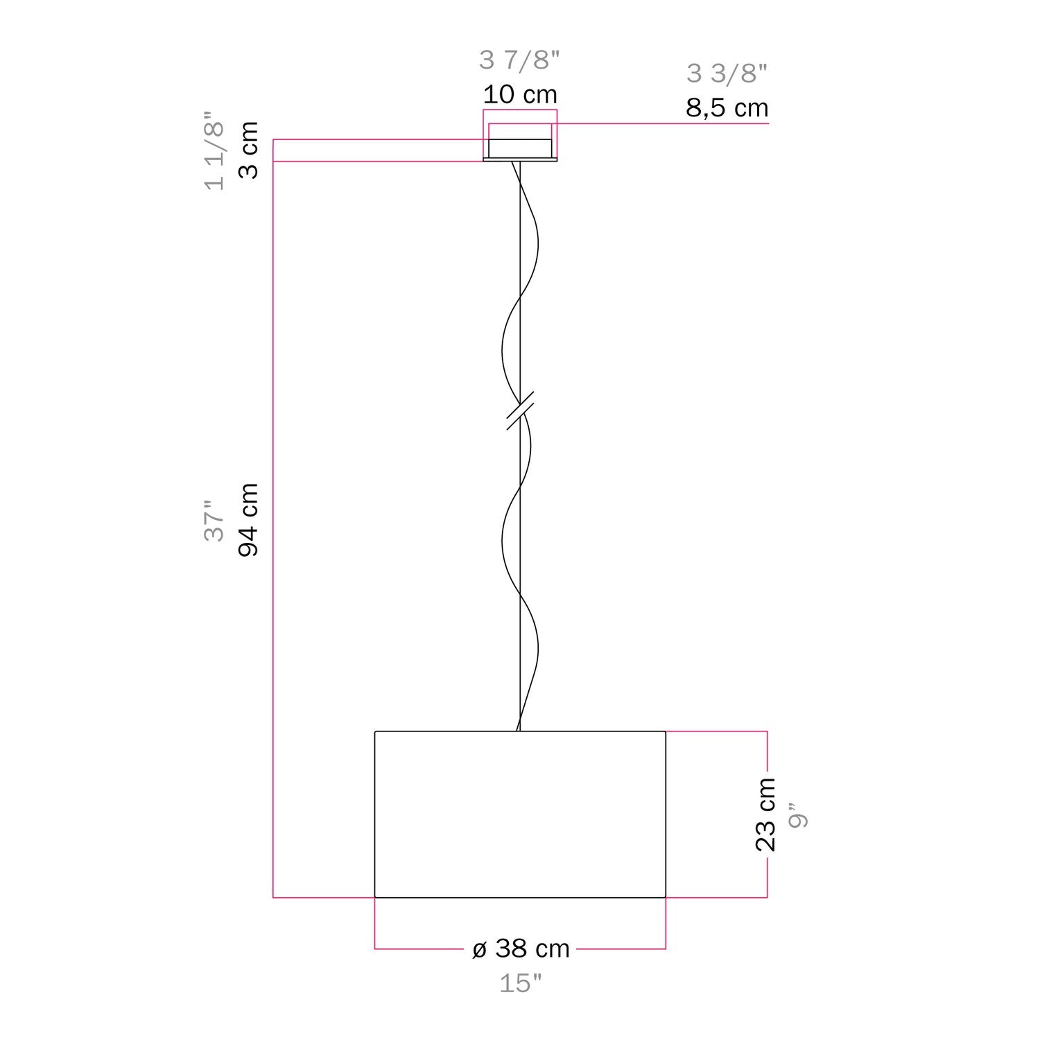Lampada a sospensione con paralume in tessuto Cilindro Small Juta chiara - Made in Italy No