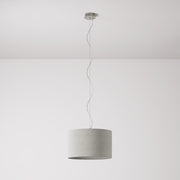 Lampada a sospensione con paralume in tessuto Cilindro Small - Made in Italy - Lana Grigio Chiaro No