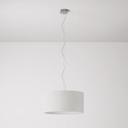 Lampada a sospensione con paralume in tessuto Cilindro Medium Lino crudo - Made in Italy No