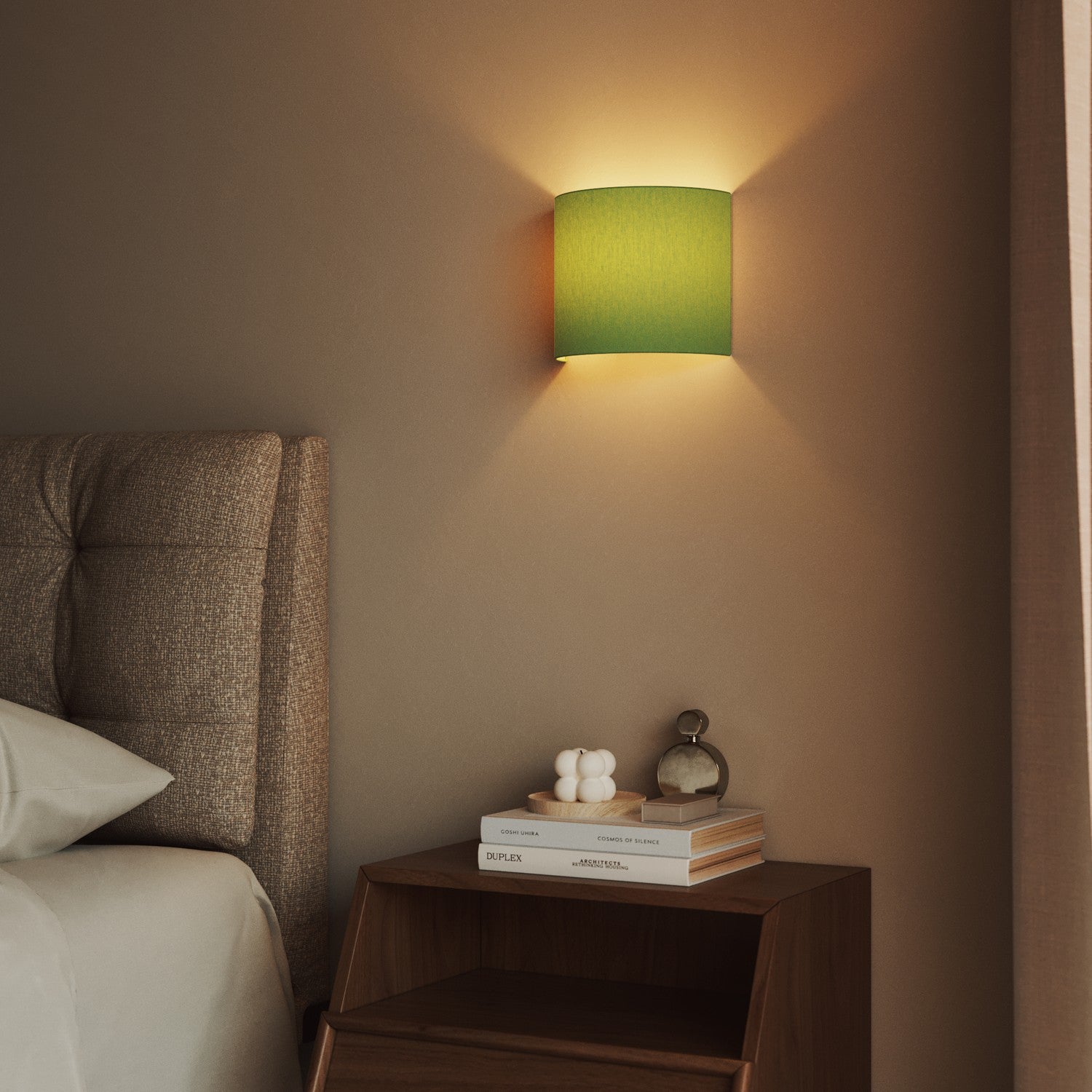 Applique Ventola con paralume in tessuto Cinette verde pistacchio - Made in Italy