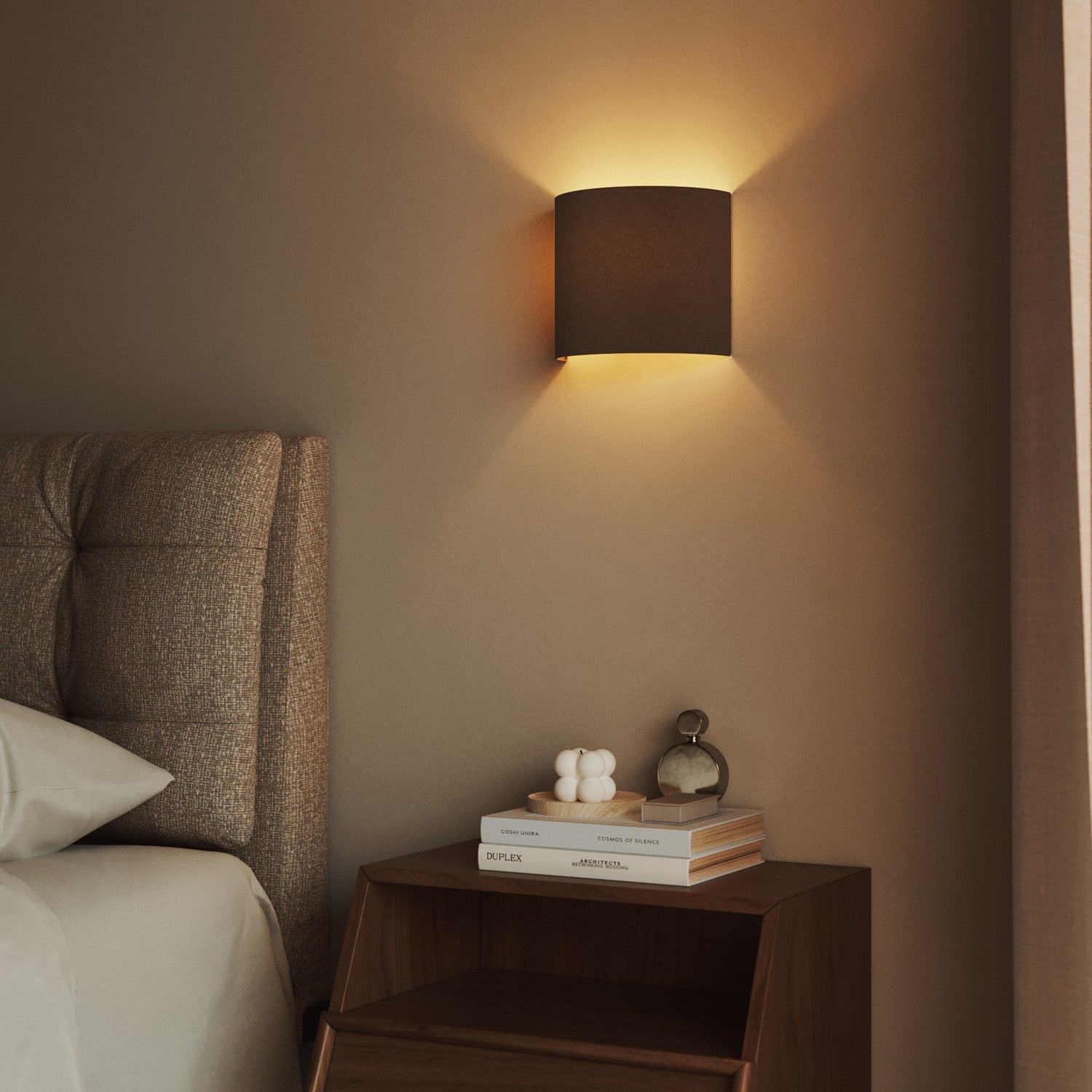 Applique Ventola con paralume in tessuto - Made in Italy - Lana Marrone